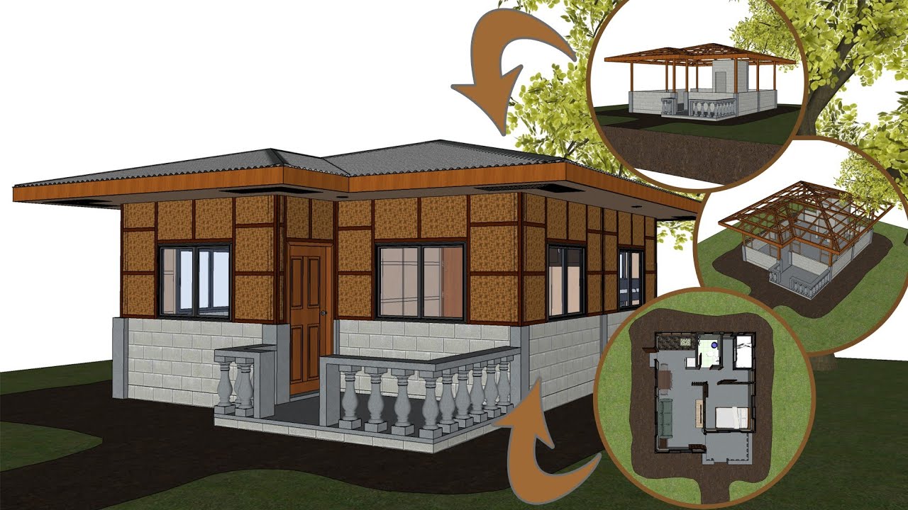 House Design | (42sqm.) 2 Bedrooms, half amakan house Design