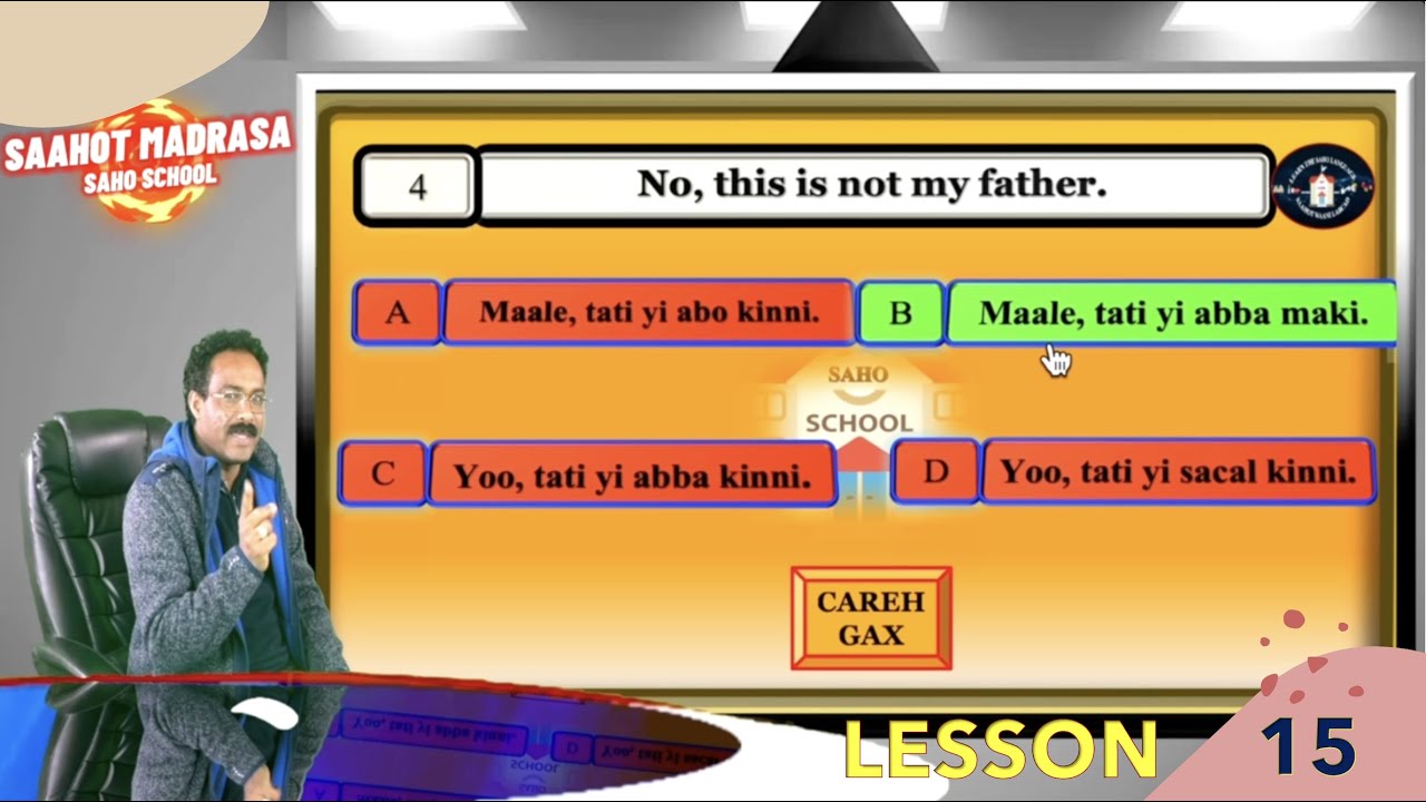 SAHO LESSON 15: POSITIVE AND NEGATIVE SENTENCES IN SAHO.  2023.