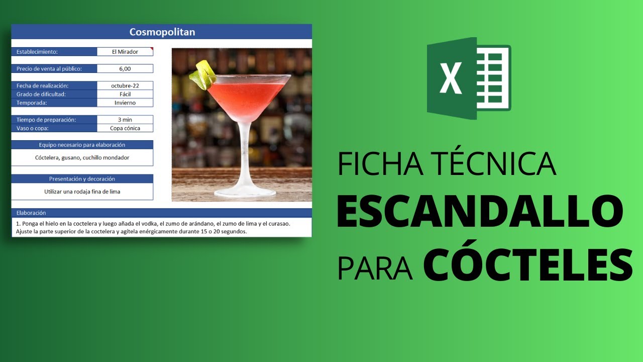 Ficha t&eacute;cnica y escandallo para c&oacute;cteles ✅ Costeo de bebidas