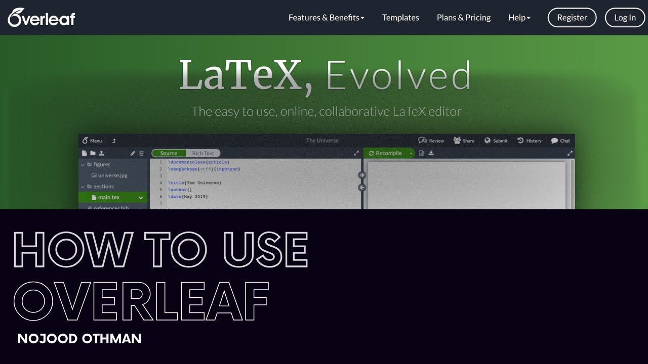 شرح Overleaf باستخدام قالب الكلية _ مستوى مبتدئ