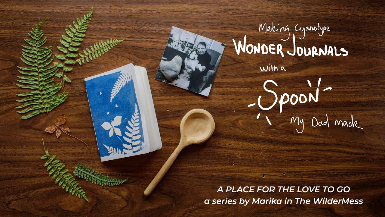Making cyanotype journals with a spoon my dad made