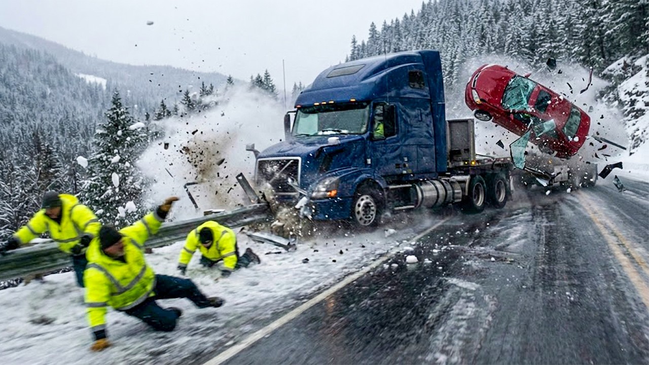 Idiots With Diesel Trucks: Ice Road Madness Caught On Camera | EXTREME Winter Driving Fails #8