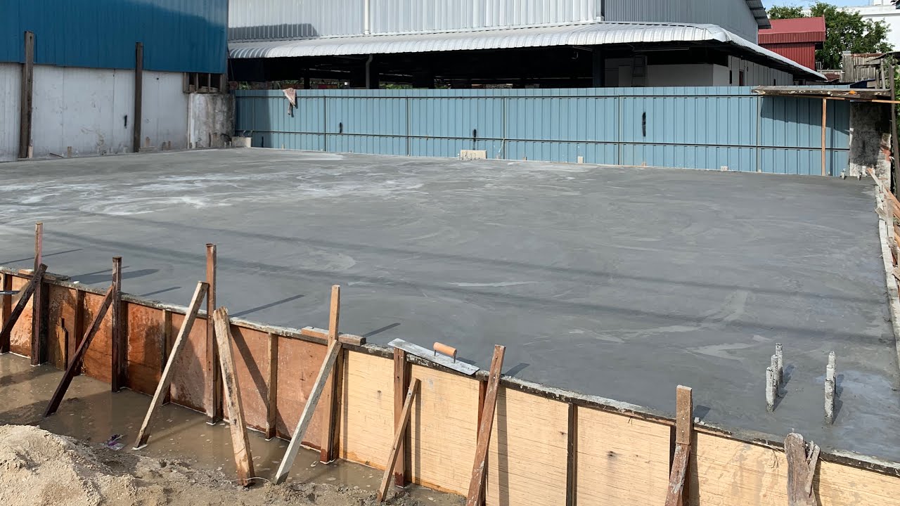 Concrete Ground Floor Slab Construction Steel Rebar, Power Floating, Floor Hardener by Power Trowel