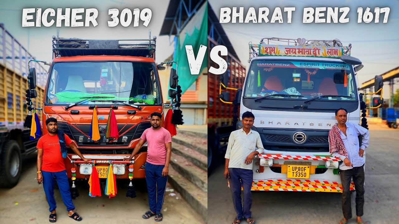 🔥आज होगा घमासान युद्ध😈Eicher 3019 vs Bharatbenz 1617
