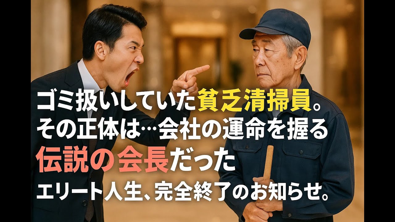 タワマンの老人清掃員を毎日見下し続けたエリート。会社の運命を握る重要会議で彼の正体を知った瞬間に絶望の淵へ…
