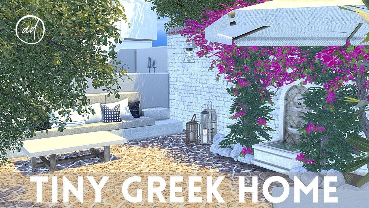 TINY GREEK INSPIRED HOME || Sims 4 || CC SPEED BUILD + CC List