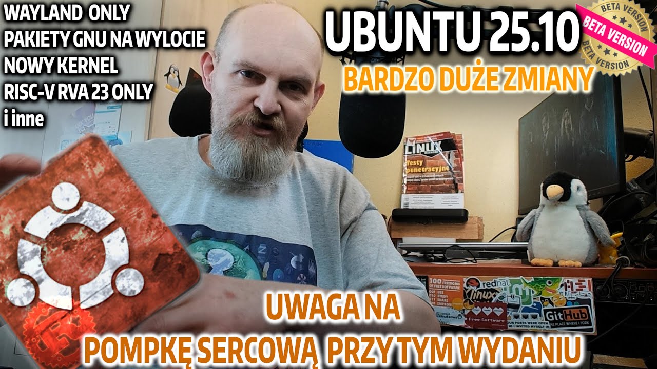 Palpitacja pompki sercowej gwarantowana Linux Ubuntu 25.10 BETA Questing Quokka - nowości i problemy