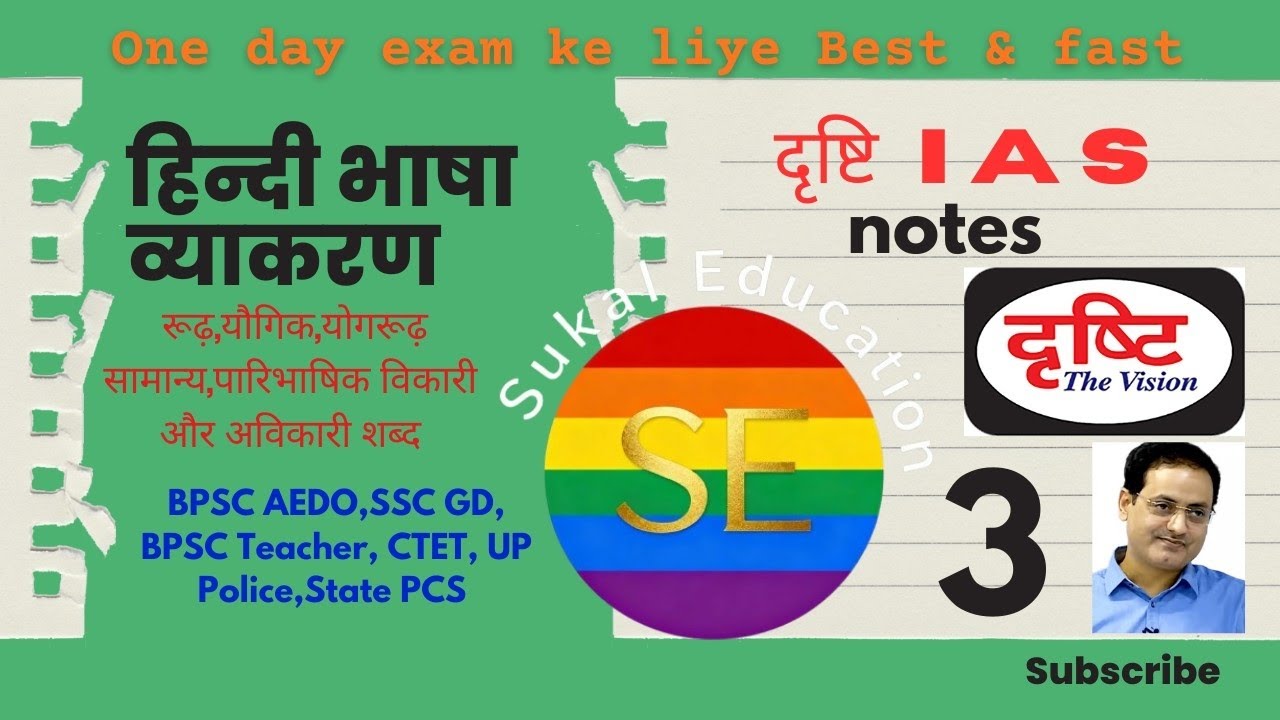 हिंदी व्याकरण : रूढ़, यौगिक, योगरूढ़ सामान्य, पारिभाषिक विकारी और अविकारी शब्द Hindi vyakaran