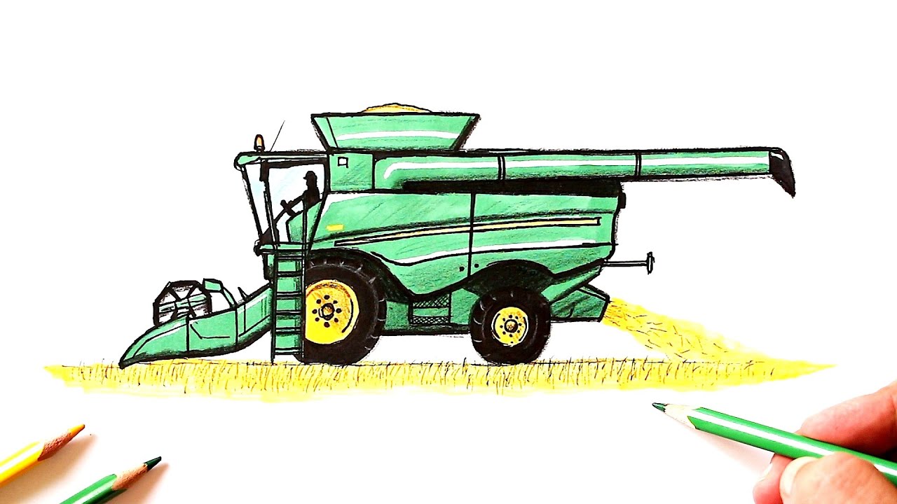 Как нарисовать Комбайн | John Deere Комбайн