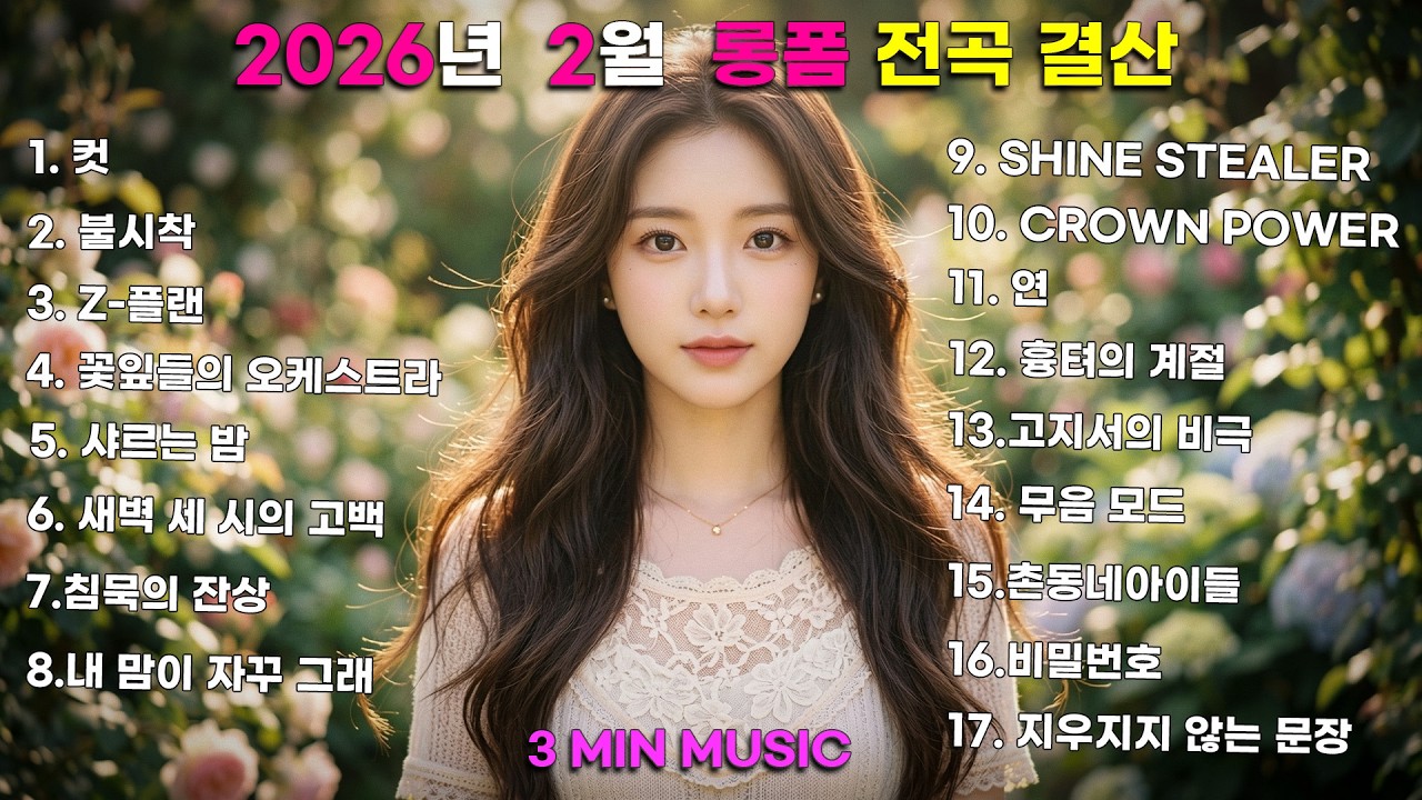 2026년 2월 롱폼 전곡 결산 | 🎤 한 달의 감성을 담은 완곡 플레이리스트 | 3분 뮤직