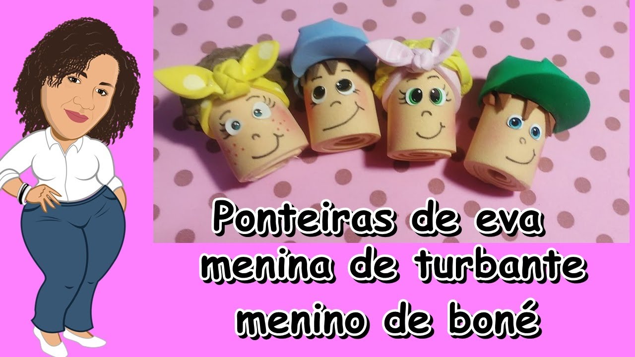 Ponteiras se Eva menina de turbante e menino de boné