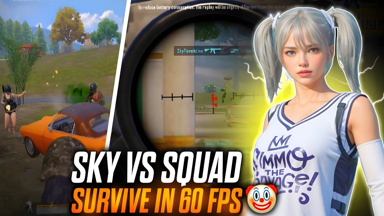 SKY VS SQUAD 🥵 || SURVIVE IN 60 FPS 🔥 || DOMINATOR LOBBY CLUTCHES 🔫 #bgmi #skyflame40fps #pubgmobile