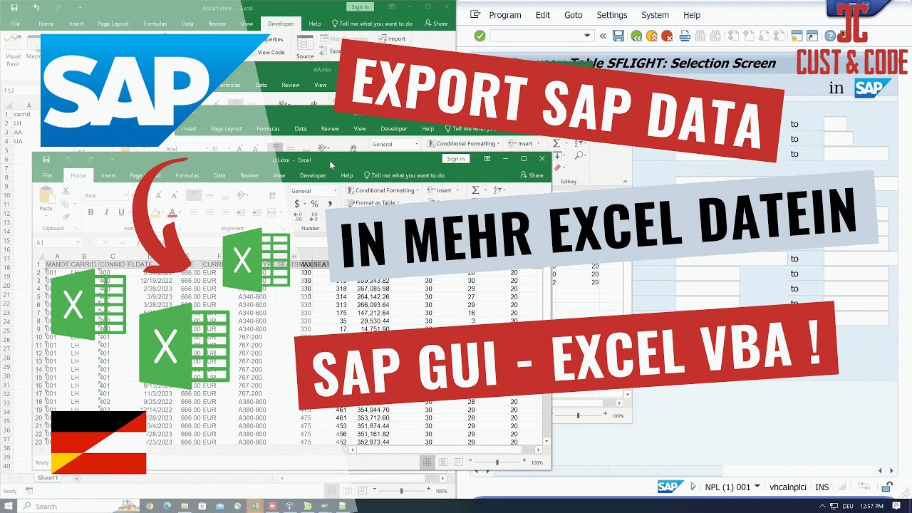 Export von SAP-Daten in verschiedene Excel-Dateien mit SAP GUI Scripting & Excel Macro VBA [deutsch]