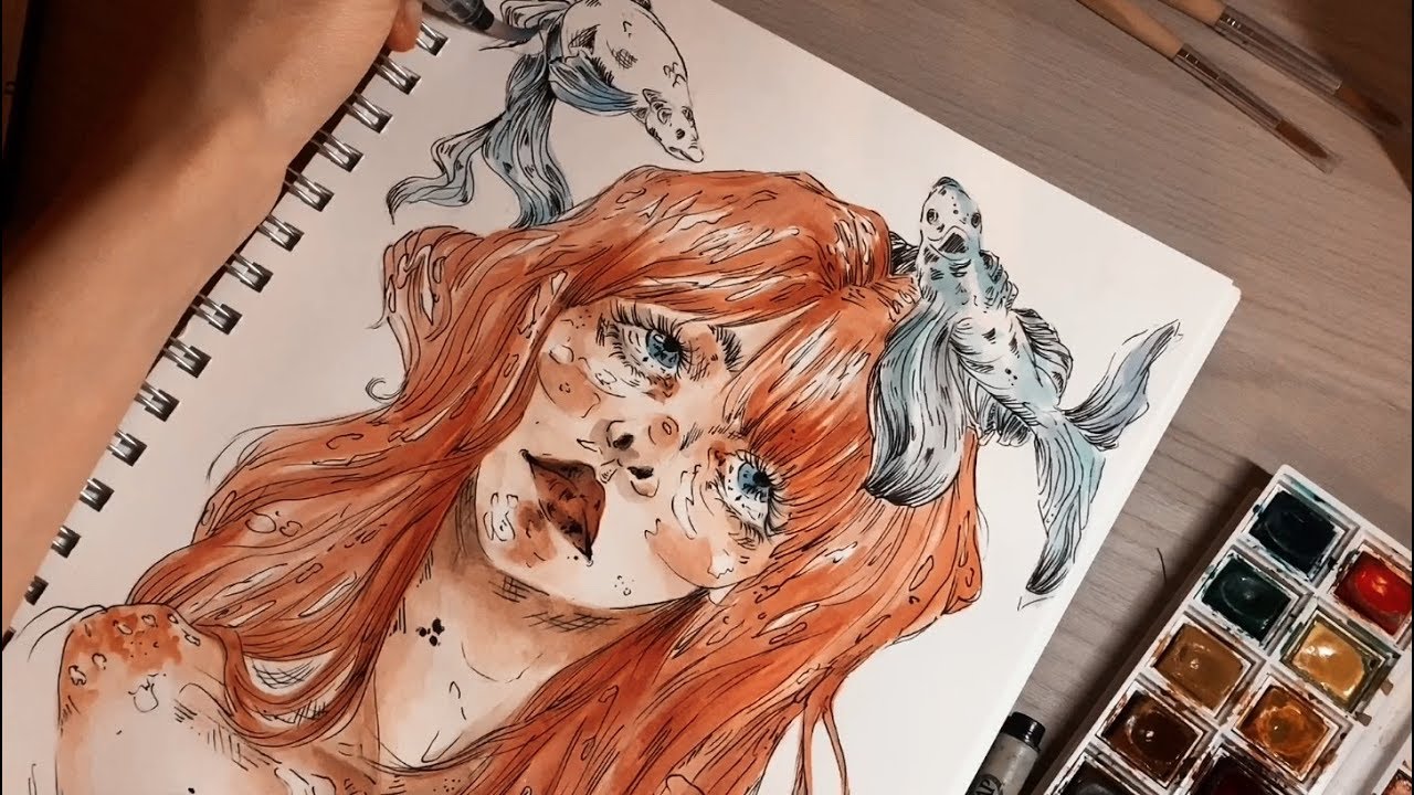 Pisces 🐠//WATERCOLOR ILLUSTRATION//100% ASMR, whispering, SWEET DREAMS🌙[REDBUBBLE]