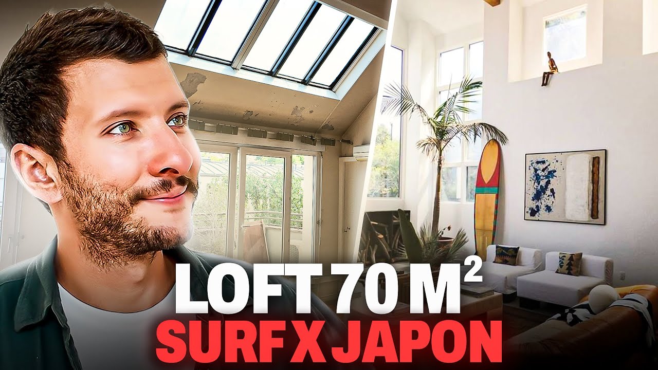 On transforme un LOFT INCROYABLE de 70m² sous verrière (Style JAPON x SURF)