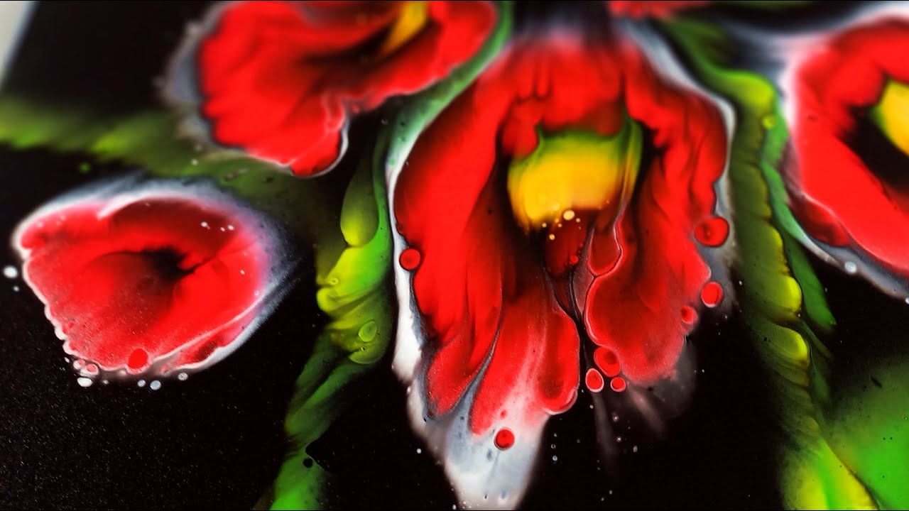 (629)Dip Technik,Flower dip, Blumenbouquet,mit Plastikfolie,40x40cm,pouring,Acrylgießen