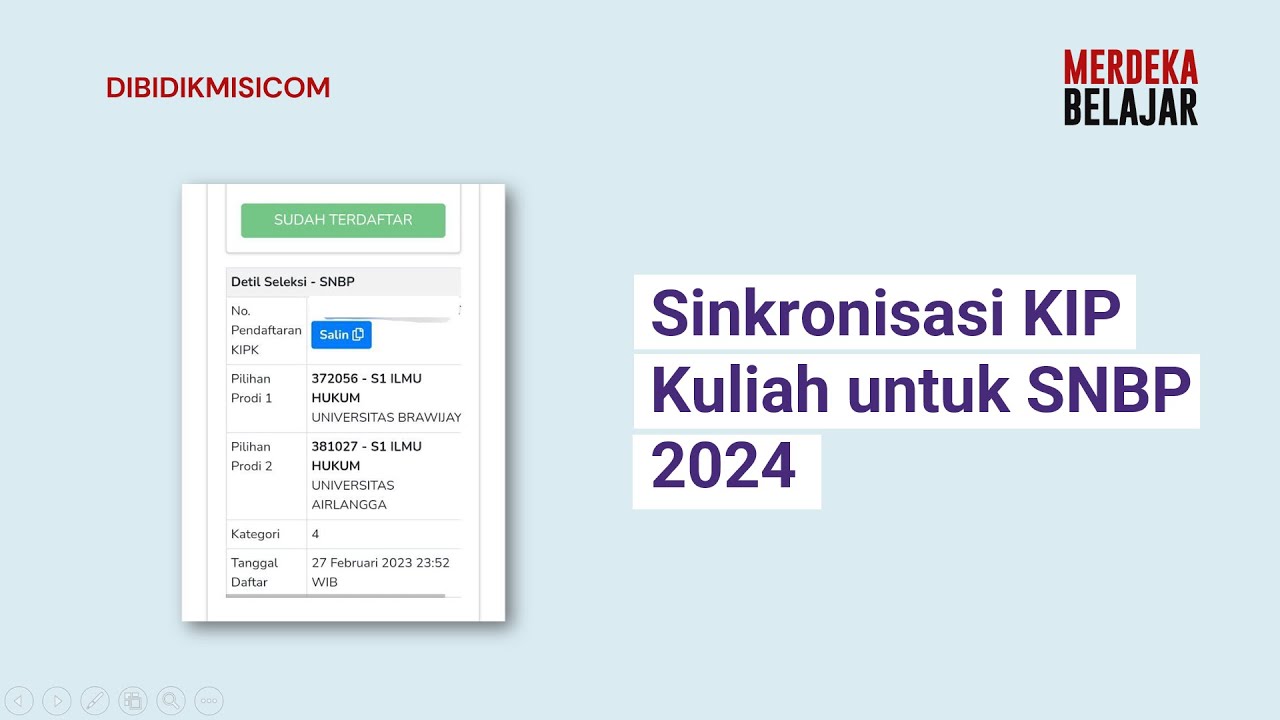 Tutorial Sinkronisasi KIP Kuliah SNBP 2024