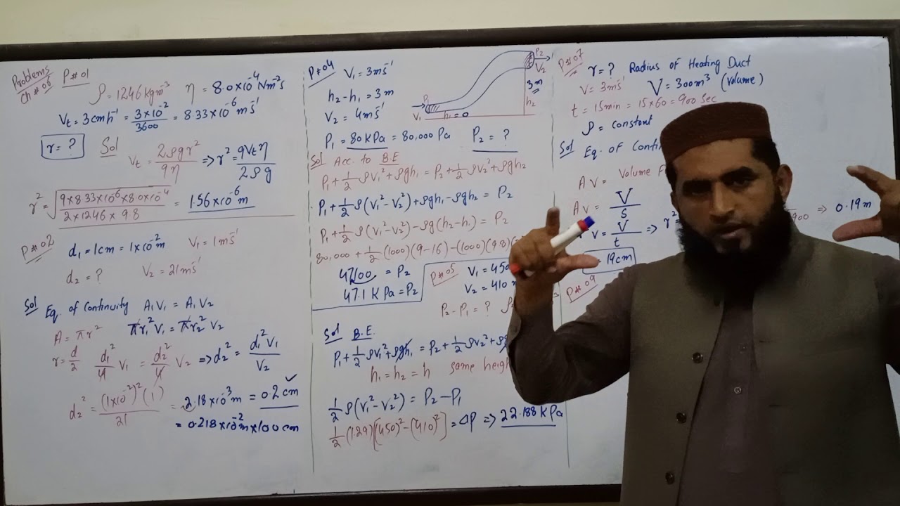 NUMERICAL PROBLEMS CHAPTER  6 FLUID DYNAMICS