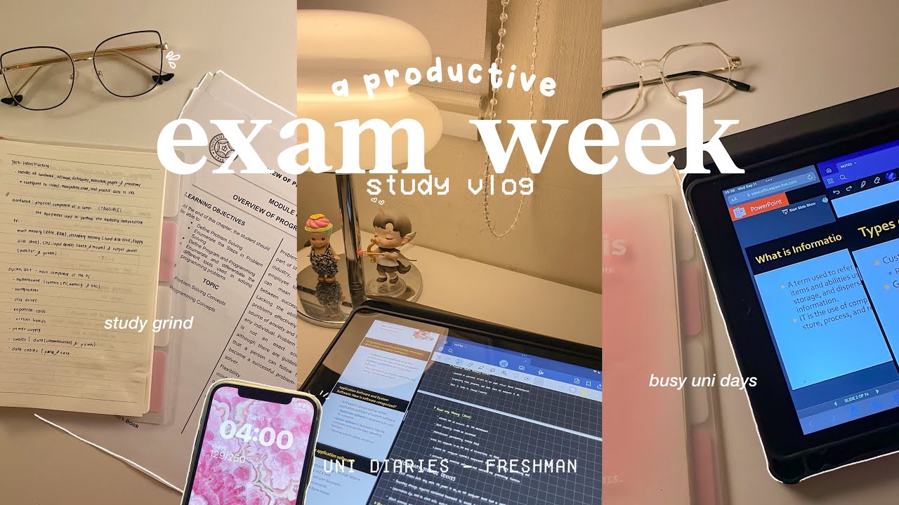 PRODUCTIVE STUDY VLOG: exam week, busy uni life, late night study sesh, & taking notes📑🌟uni diaries