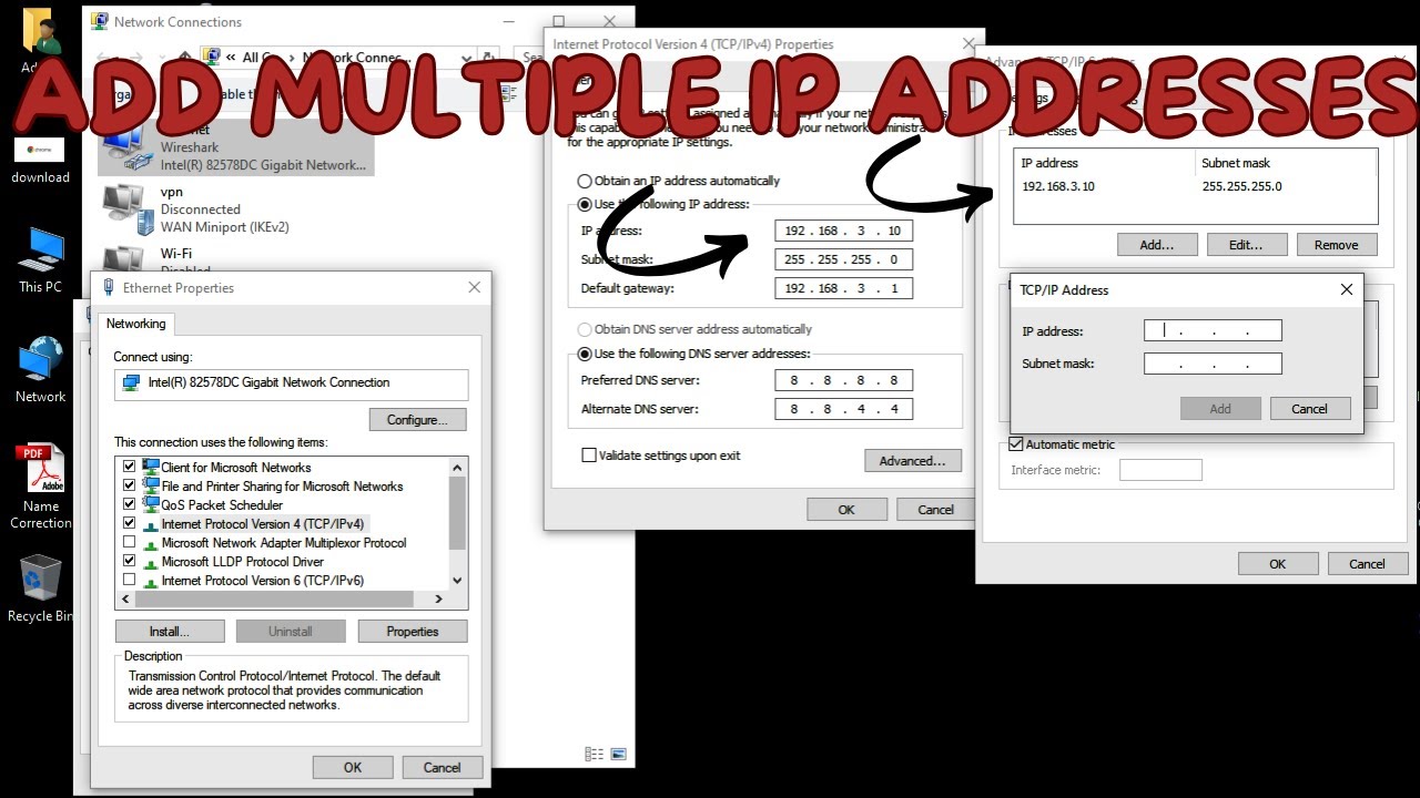 How to Add Multiple IP Addresses to Single PC in Windows 10 | Different IP Address on Same Computer