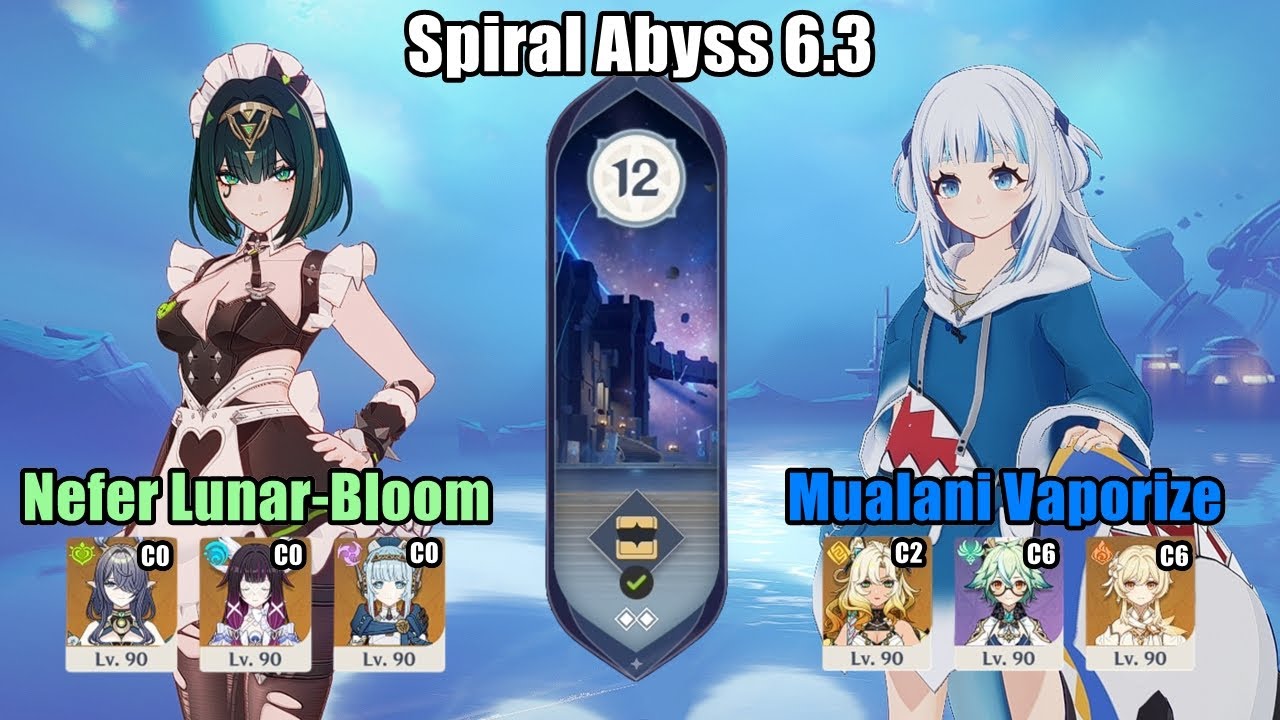 Spiral Abyss 6.3 / Mualani C2 Vaporize & Nefer C1 Lunar-bloom speedrun 115s |  Genshin Impact