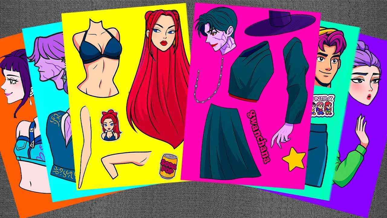 [🖤paper diy❤️] KPOP DEMON HUNTERS Stickers 💋 HUNTRIX MIRA & SAJA BOYS Wanna Kiss You...ASMR