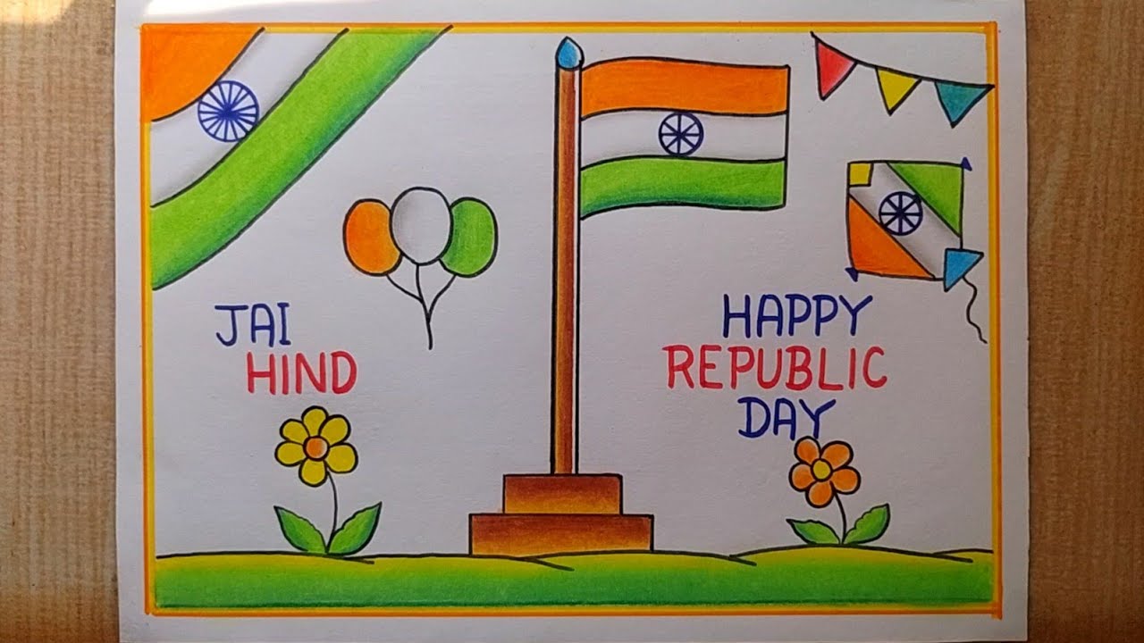 Republic Day drawing easy| Republic day poster drawing| Happy Republic day drawing| I Love India