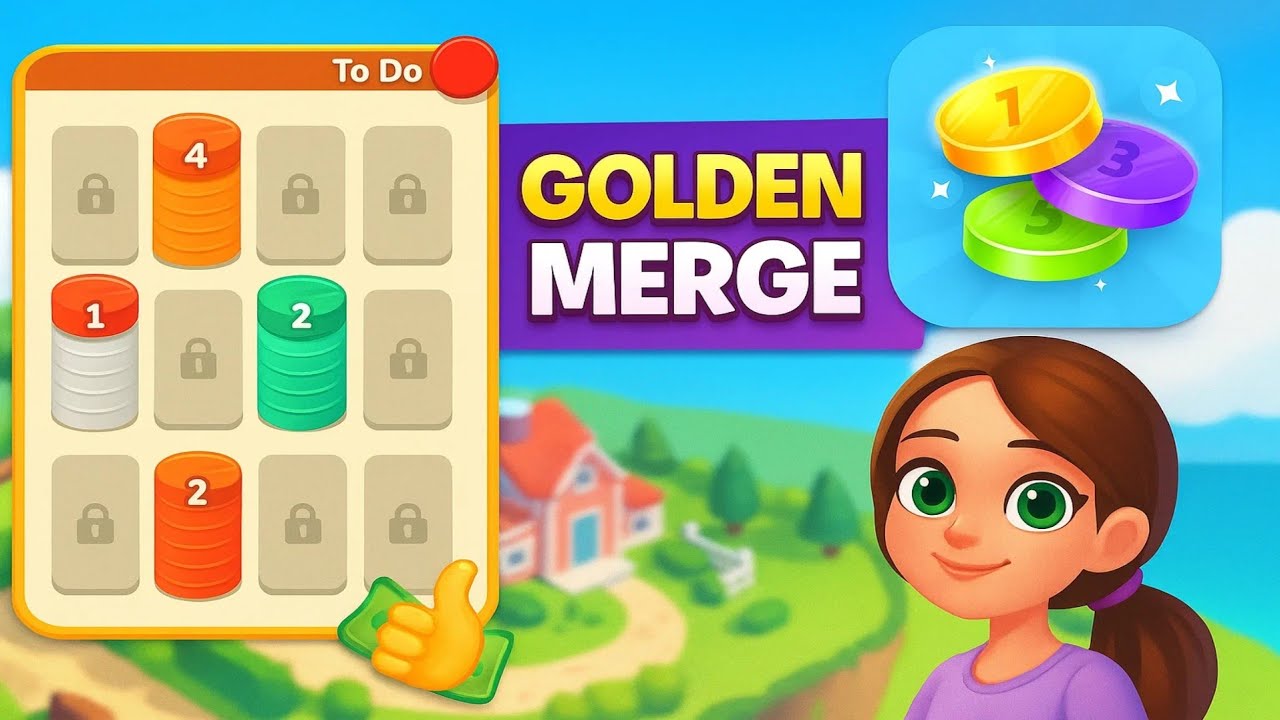 Golden Merge Gameplay &ndash; Relaxing Coin Matching & Number Merging Puzzle