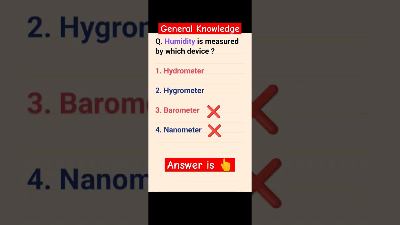 Humidity Measurement Device || General Knowledge #exam #mcq #shorts #quiz