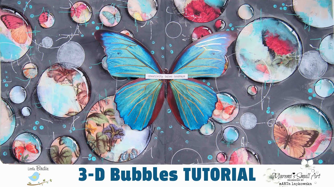 3D Painting Collage Art Journal with Little Birdie ~ ✂️ Maremi's Small Art