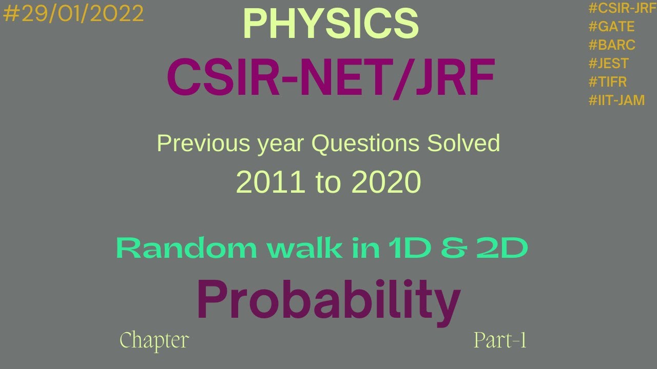 csir net jrf previous year solved questions physical sciences | probability | random walk in 1D & 2D