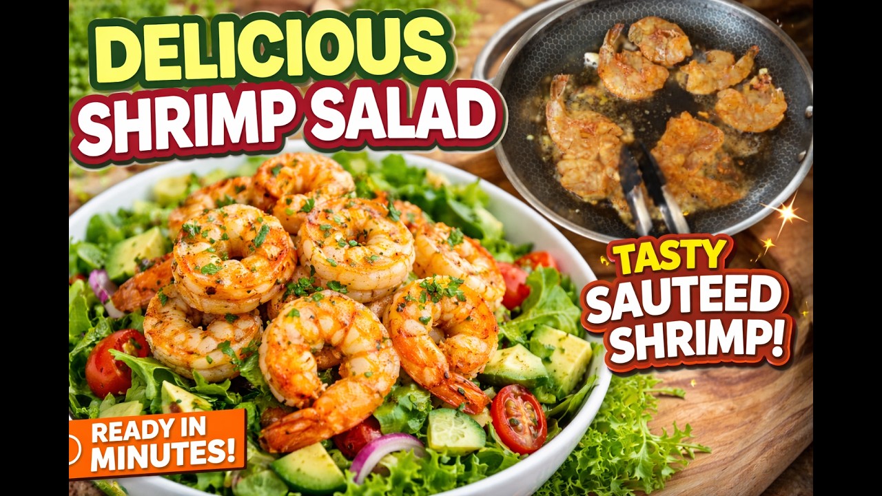 Delicious shrimp salad in minutes.  Tasty sauteed shrimp with Sammy Wong's all purpose seasoning.