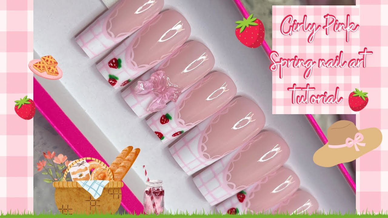 HOW TO: TRENDY PINK SPRING NAIL ART SEEN ON PINTEREST! 🌸💗🎀 HOW TO MAKE PRESS ON NAILS EASY!