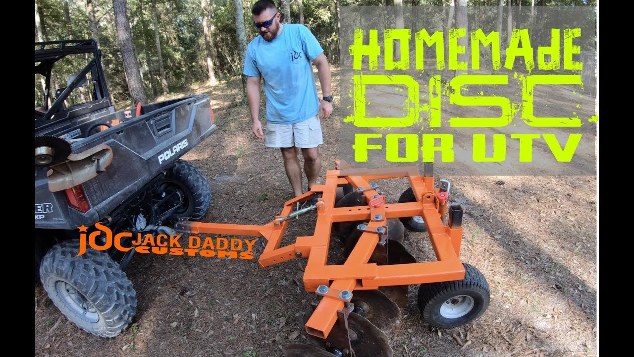 Homemade DIY disc for UTV or 4 wheeler ATV.  restored old farm equipment gets new life behind ranger