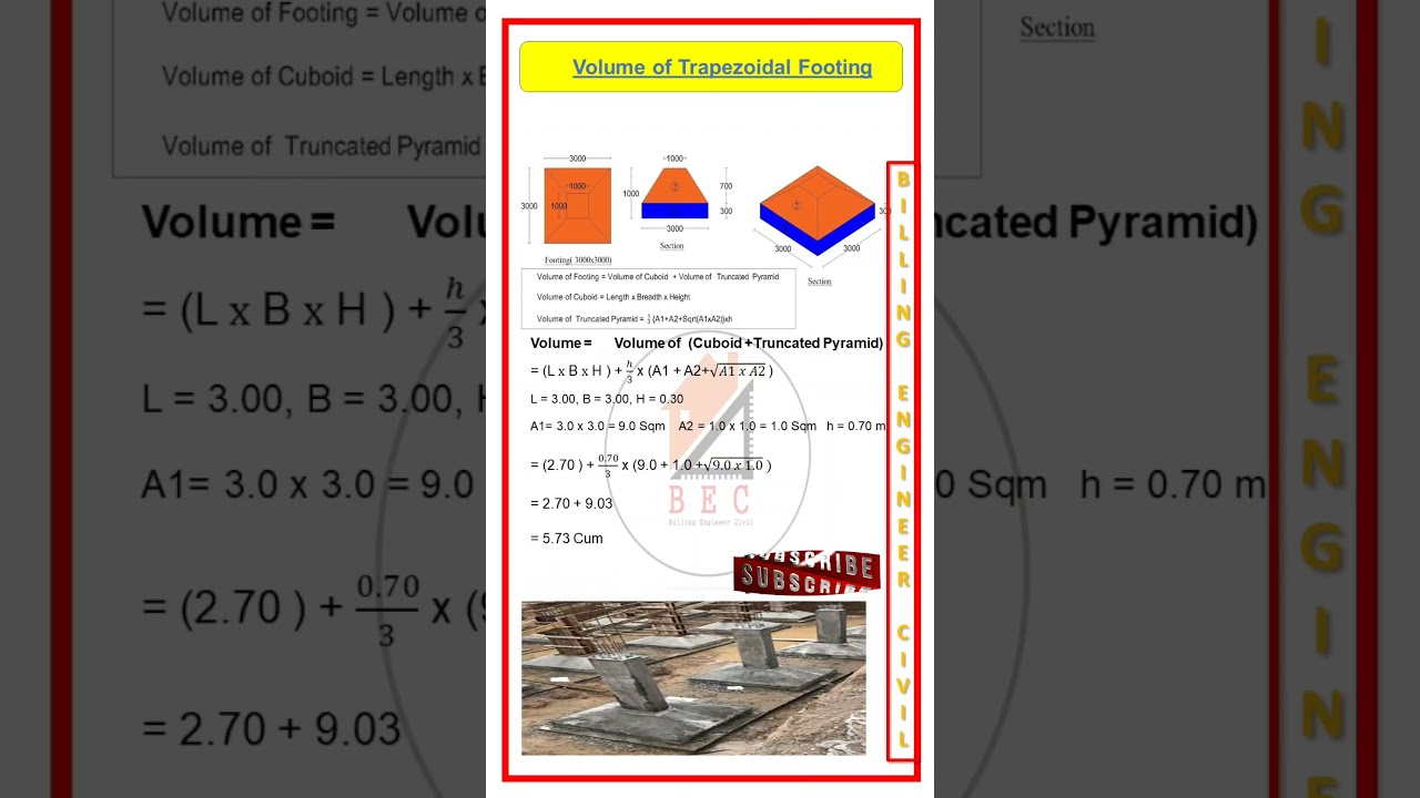 Volume of Trapezoidal Footing