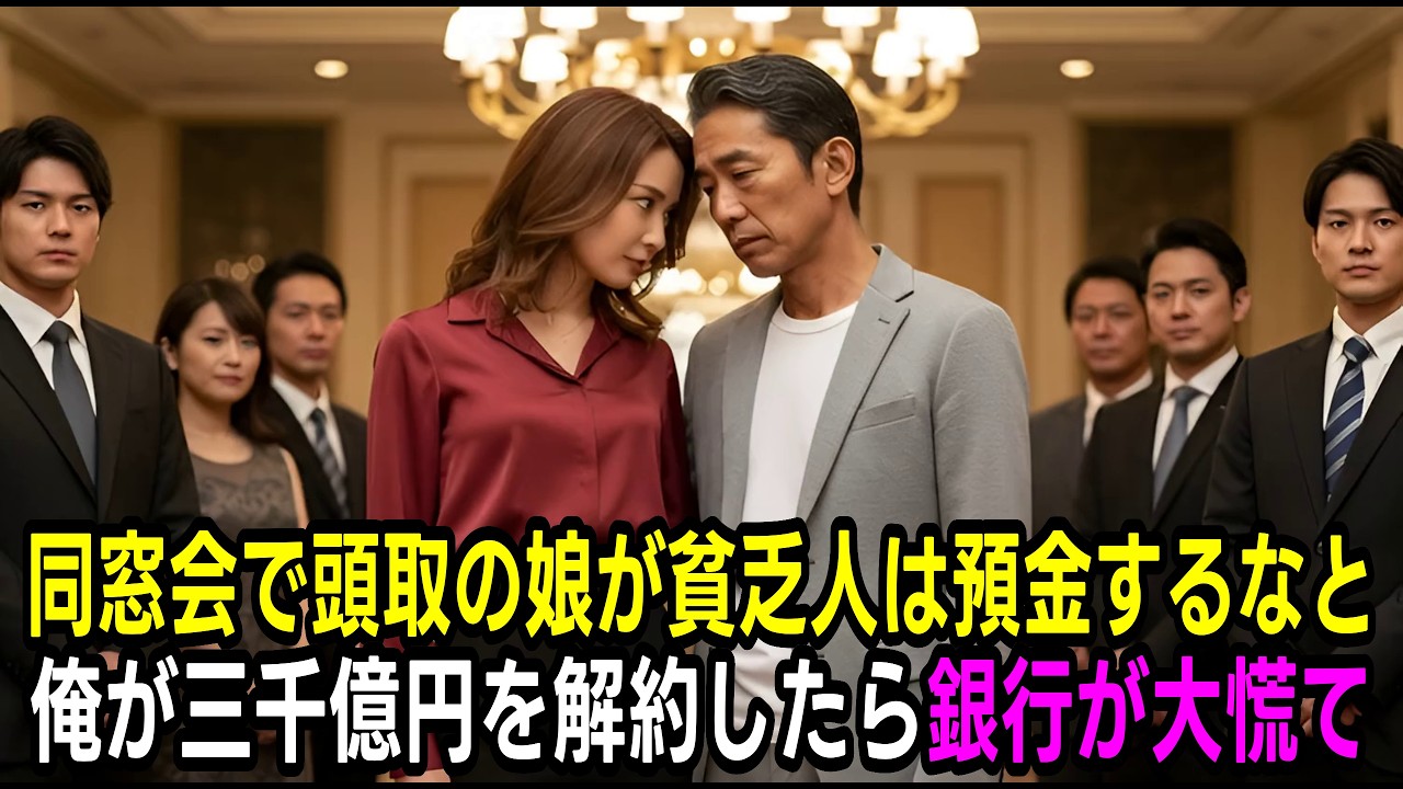 【スカッと】同窓会で頭取の娘「貧乏人は預金しないでw」俺が3000億の口座解約した結果、本店銀行員が総慌て【シニア】