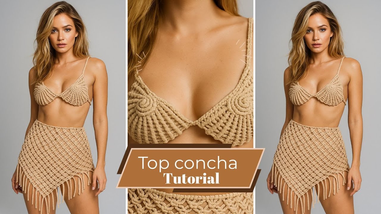 Top Concha de macramê  | Top Cropped Macramê | Top Shell | Biquini Macramê #shellmacrame #macrame
