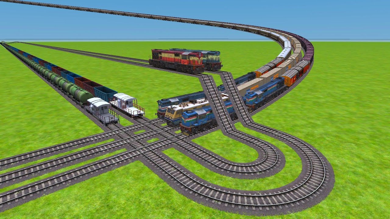 Trains Crossing On Daimond 3D Curved Animated Railroad Tracks Zig Zag Tracks/@IndianRailroad-fl1xk 
