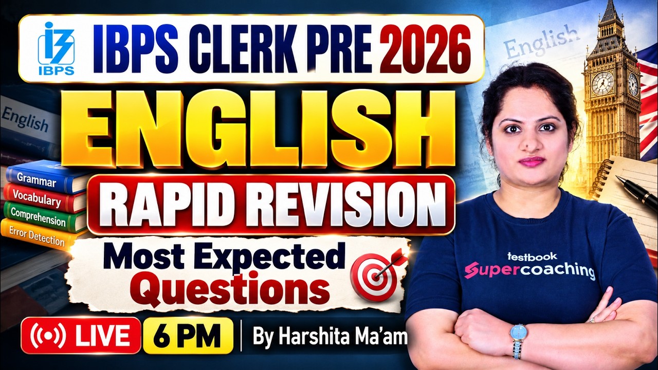 IBPS Clerk English Classes 2026 | IBPS Clerk English Most Expected Paper | English by Harshita Mam
