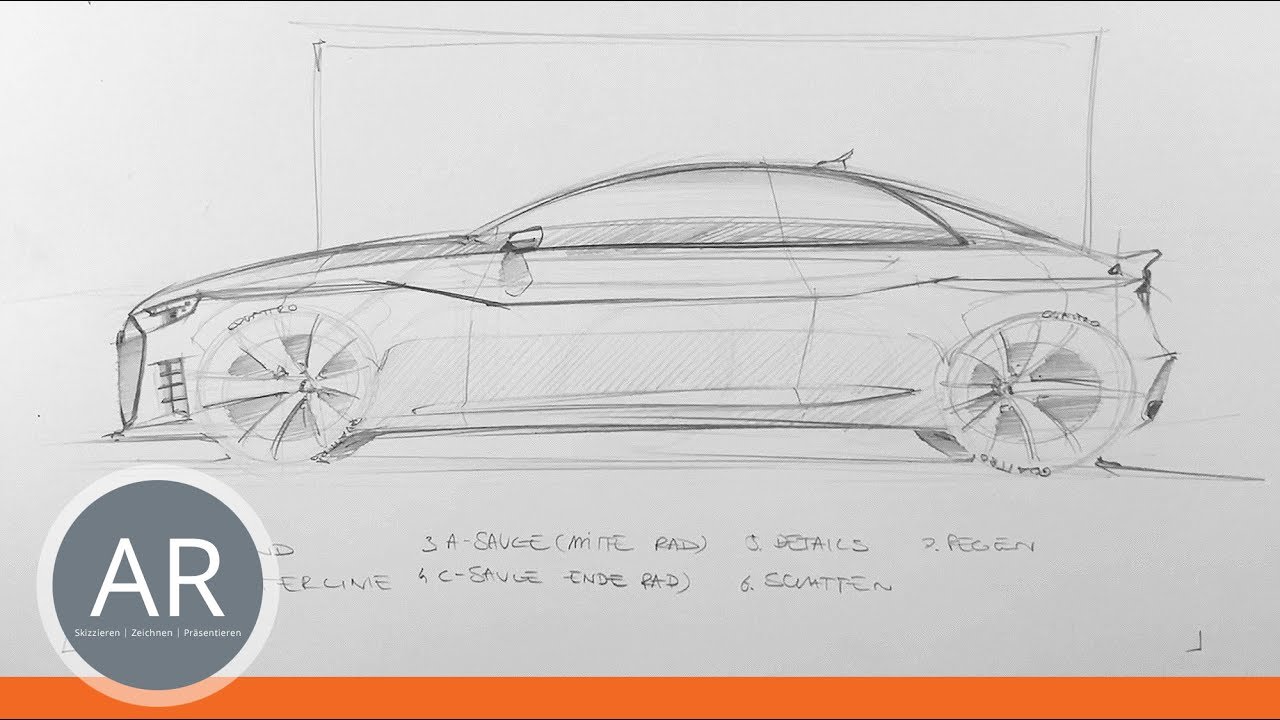 7 Regeln um Autos in der Seitenansicht perfekt zu zeichnen. Transportation Design Studium Mappe