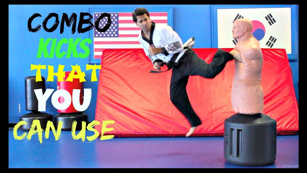 DIFFERENT COMBO KICKS THAT YOU CAN USE TAEKWONDO SKILLS TECHNIQUES TUTORIAL KARATE