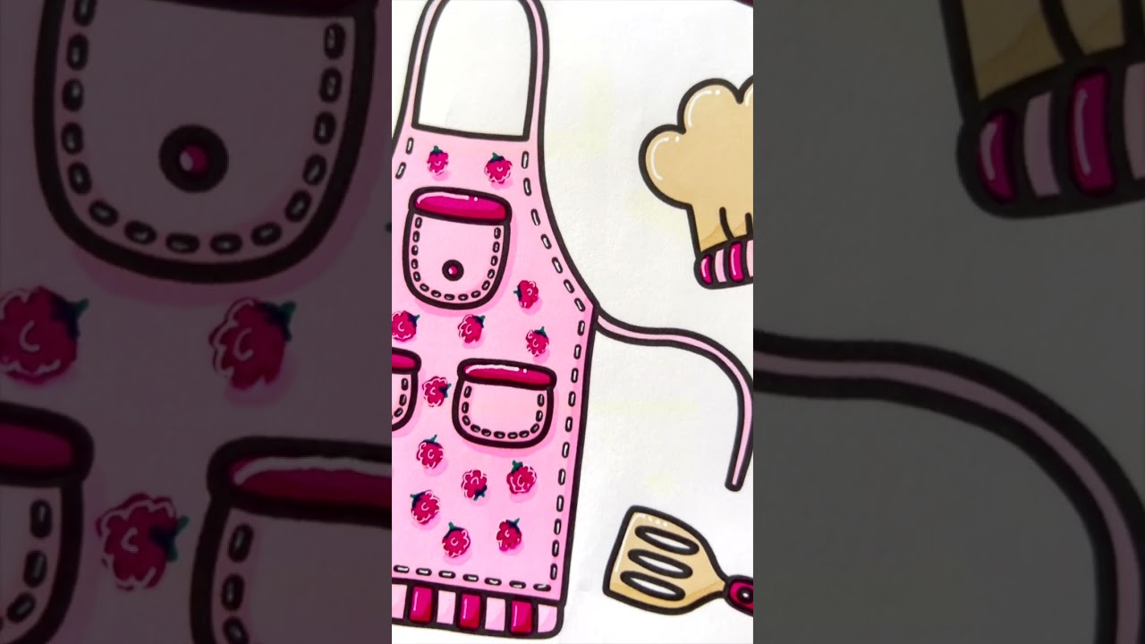 Coloring a Cute Apron and Kitchen Utensils  