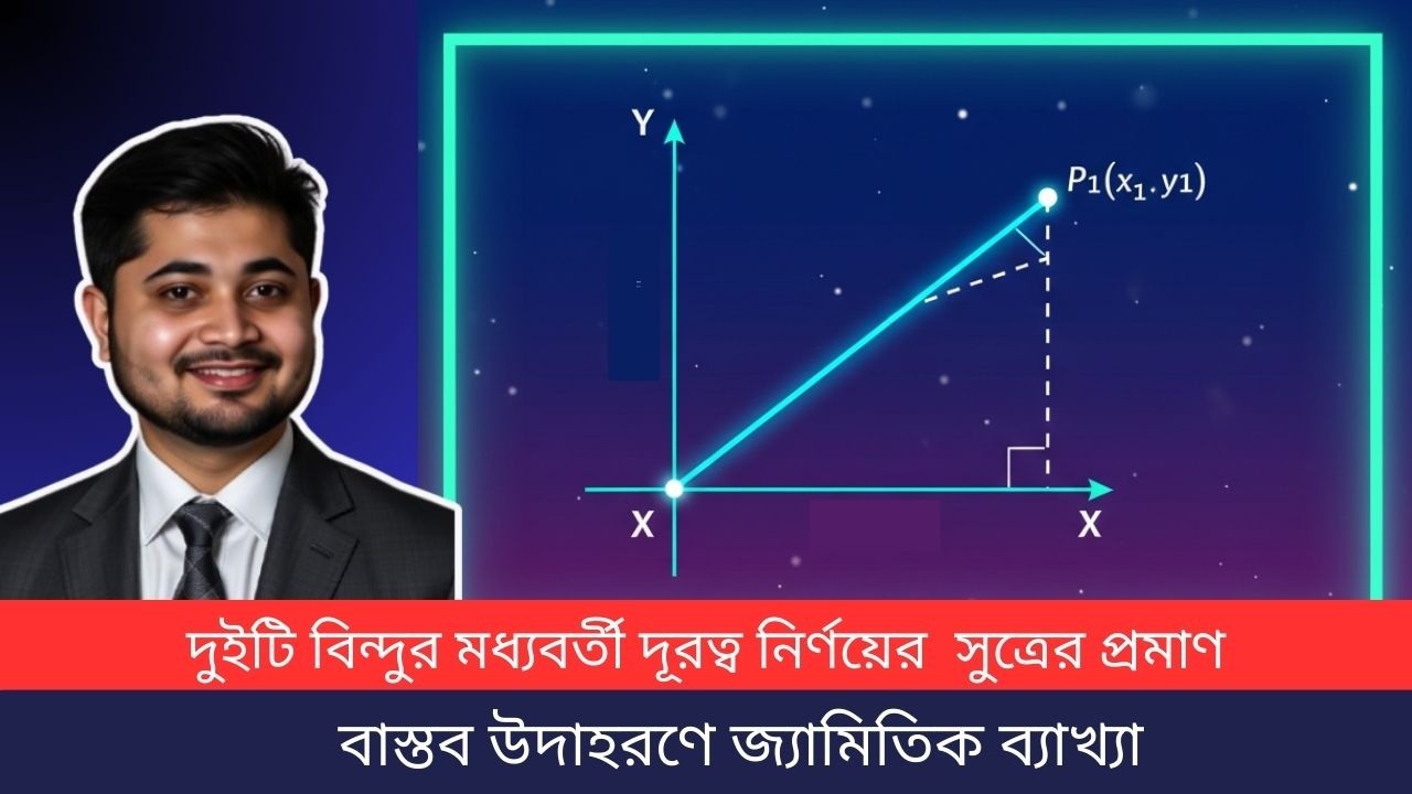 দুইটি বিন্দুর মধ্যবর্তী দূরত্ব নির্ণয়ের সূত্রের প্রমাণ | Distance Between Two Points Proof (Bangla)
