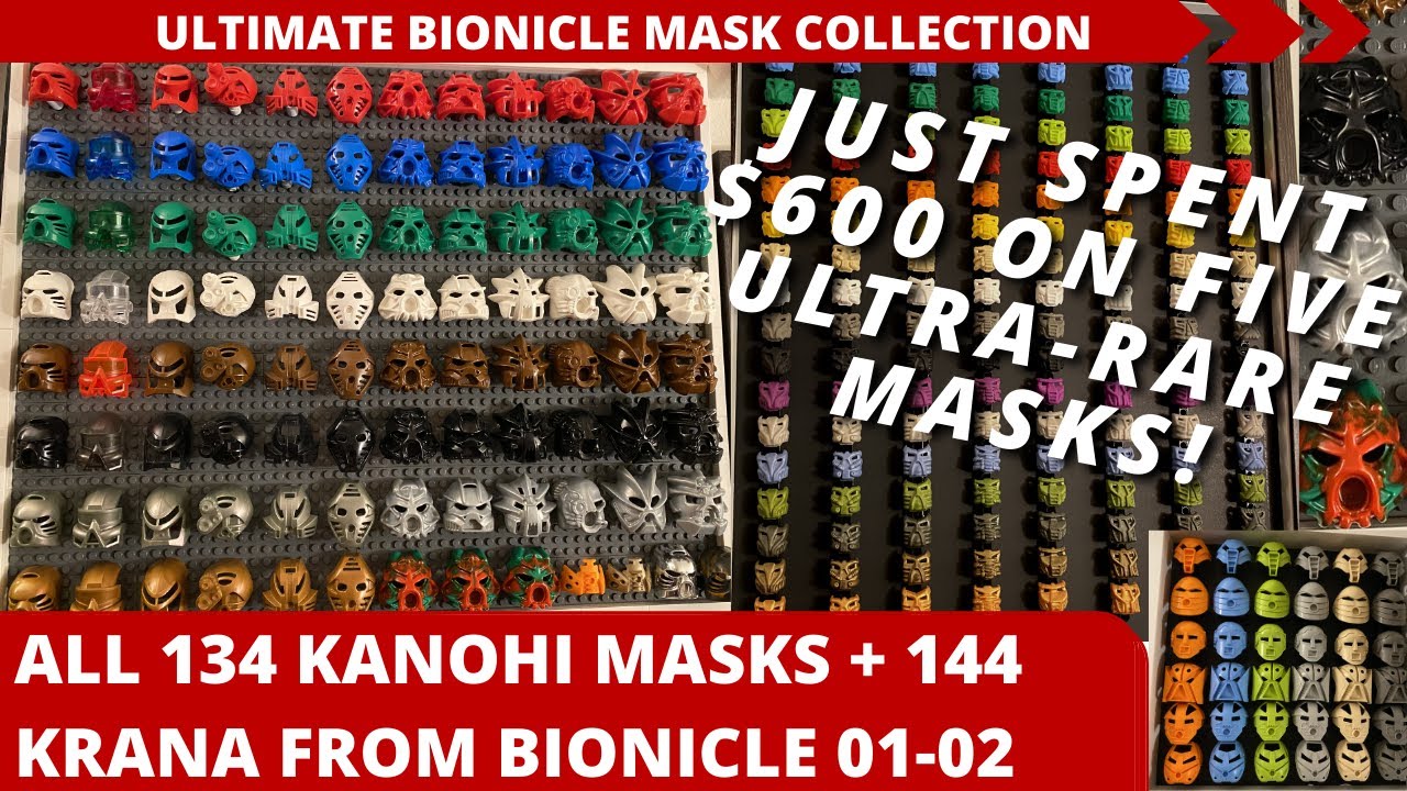 Complete Bionicle 01-02 Kanohi Mask + Krana Collection! Including Ultra-Rare $600 Protodermic Masks!