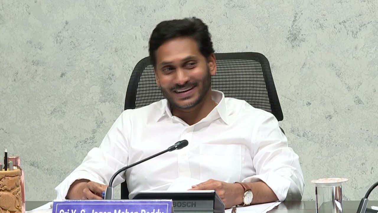 Visuals of SLBC meeting chaired by CM YS Jagan at the camp office - Tadepalli