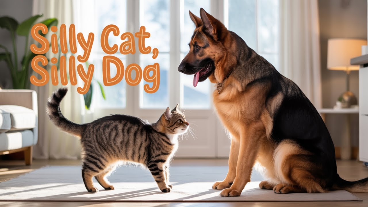 Tiny Kitten Fearlessly Attacks Huge German Shepherd