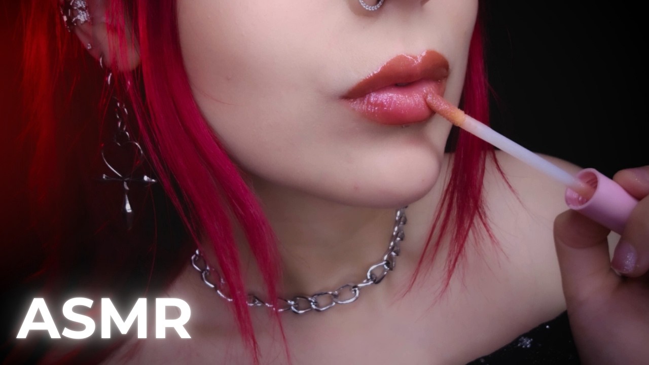 ASMR ✨ Close-Up Lip Gloss Application & Kisses ✨