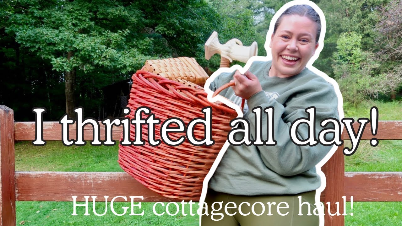 Thrift with me all day in Maine! I show you a massive cottagecore thrift haul at the end!