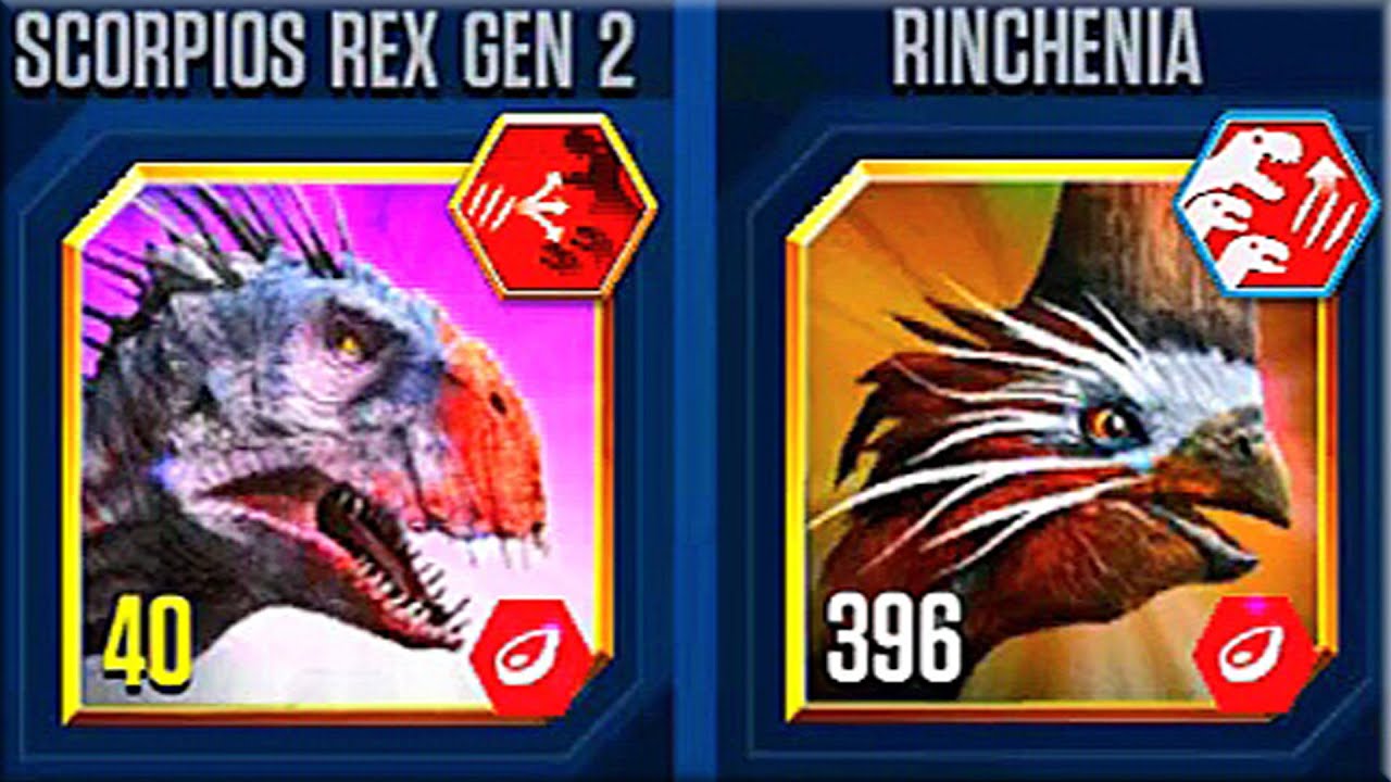 CARNIVORE CARNAGE RINCHENIA VS SCORPIOS REX GEN 2 | JURASSIC WORLD THE GAME