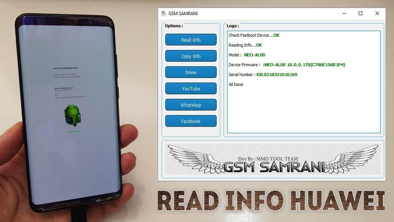 Read Info And Serial Huawei On Fastboot Via Tool Samrani / Read info Huawei / Read Serial Huawei